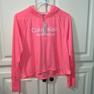 Calvin Klein Performance ling sleeve cropped pink hoody, size medium, new